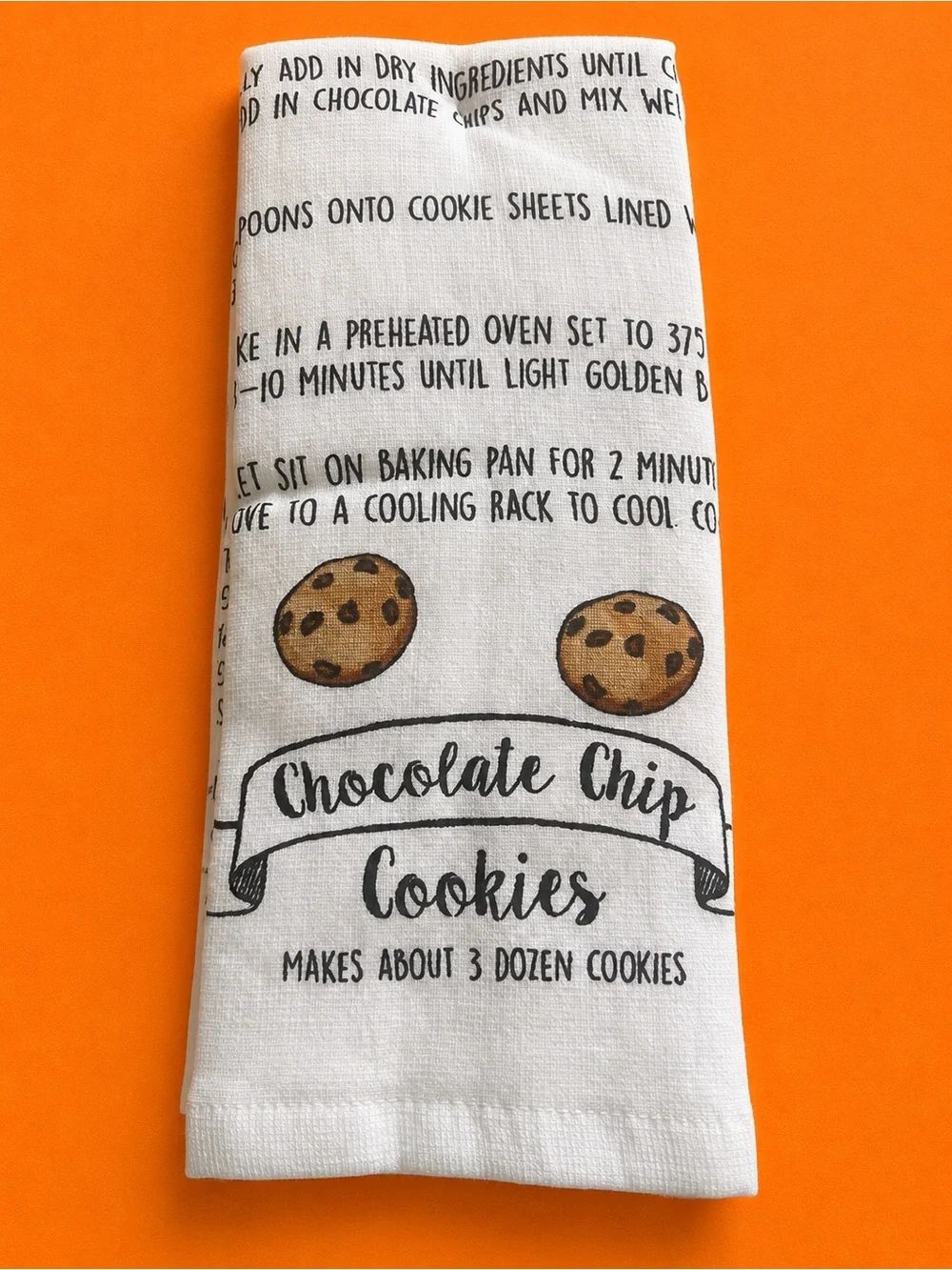 Studio Collection Chocolate Chip  Cookie Recipe Kitchen Towel - 2 White NWT 🍪💫